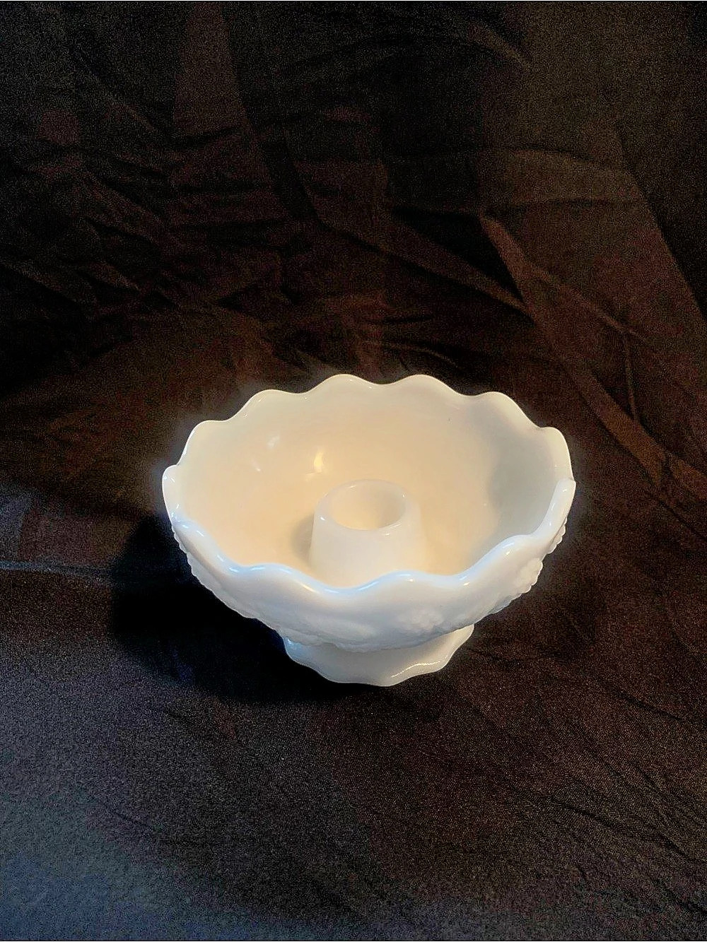 Westmoreland Paneled Grape Milk Glass Pedestal Candle Bowl